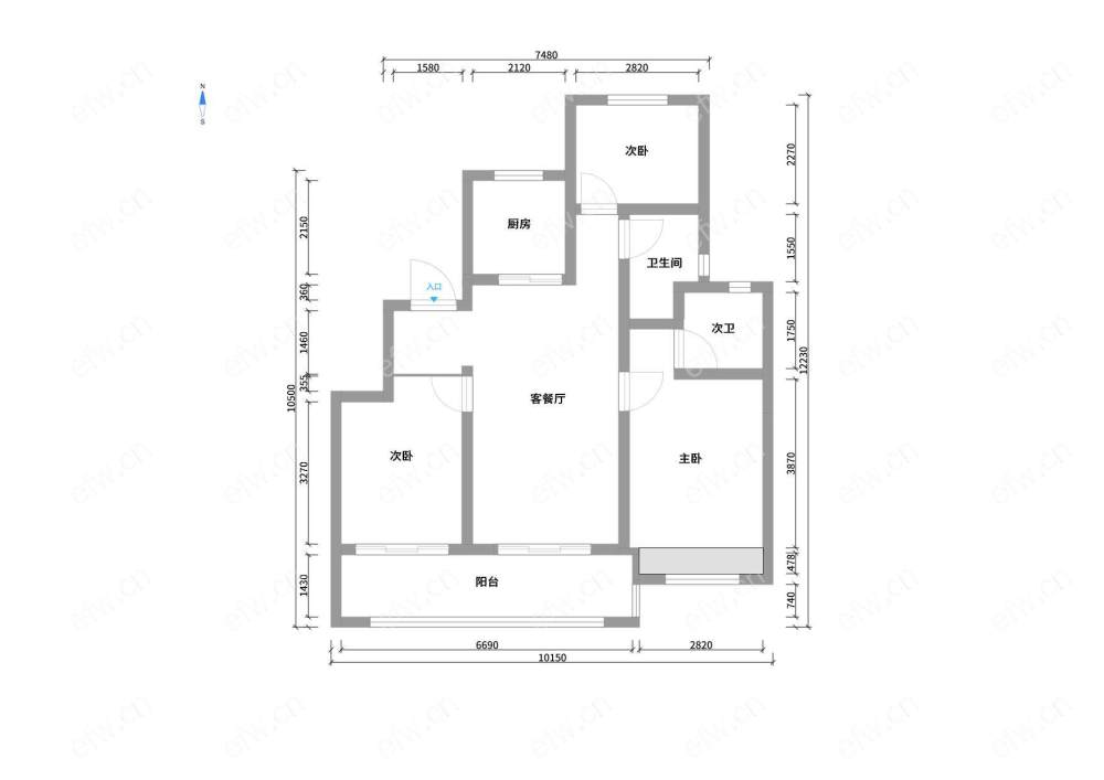 新城天一府 3室1厅 101平