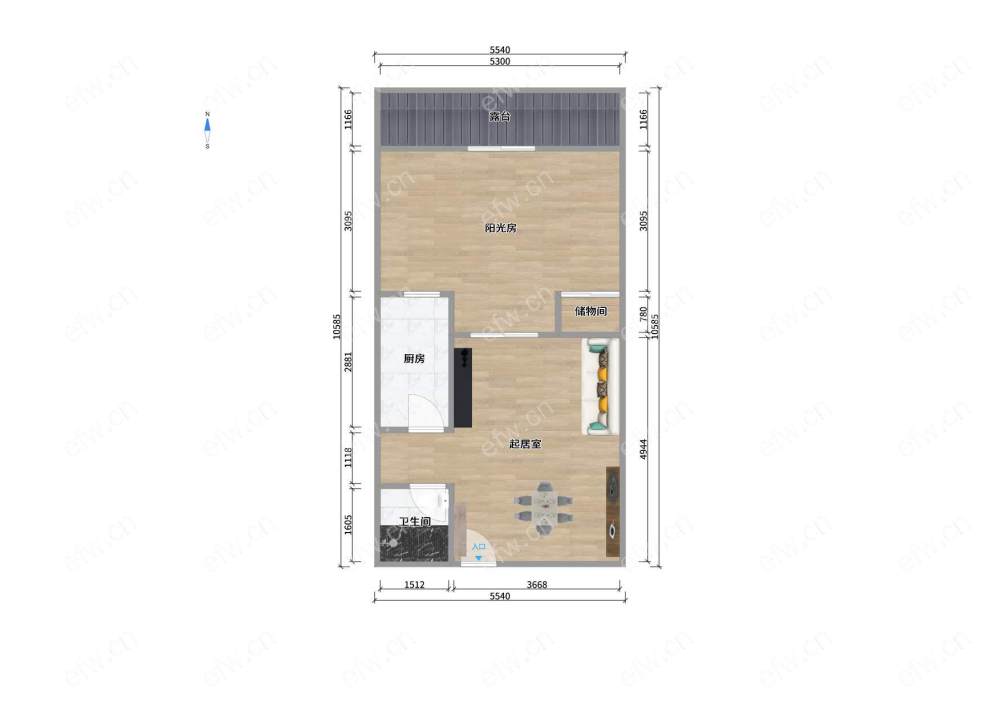 金科观天下  住宅公寓1居室+朝北露台