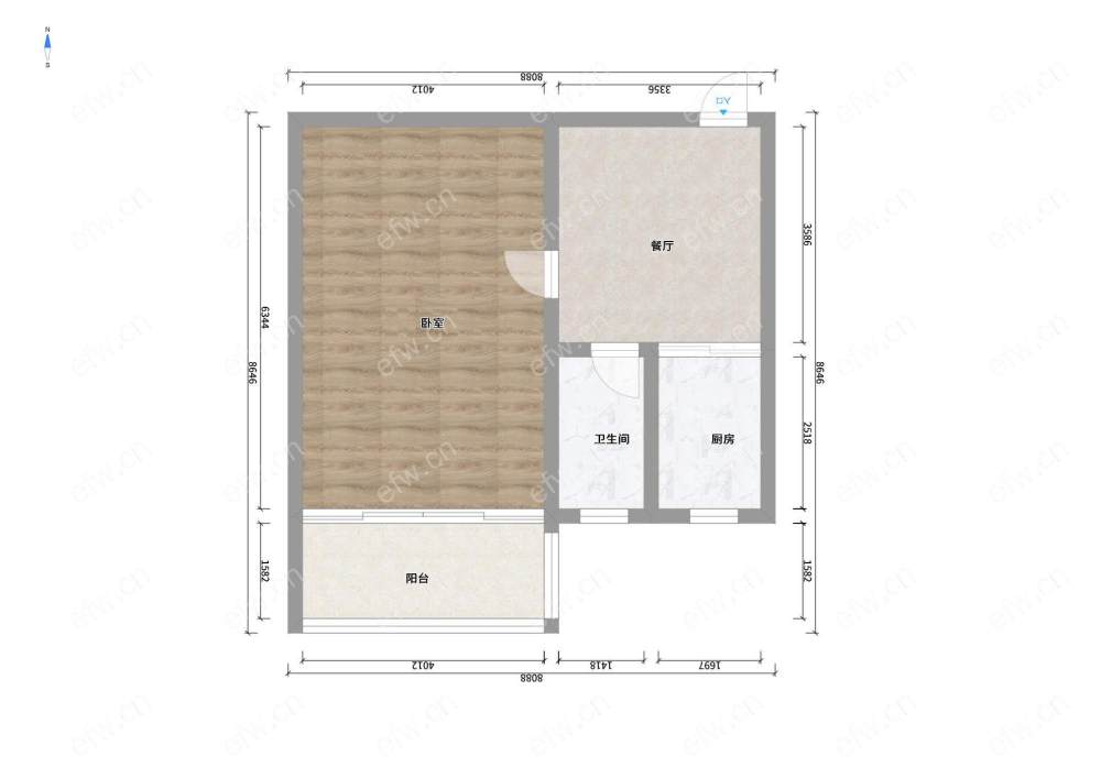 解放新村(喻康苑) 1室1厅