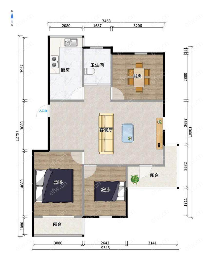 惠泉花园 2房 全明户型 另送家电