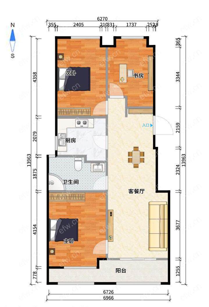 万科酩悦（万科魅力之城三期） 3室2厅 98平
