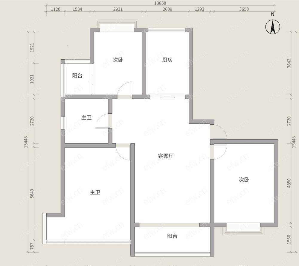 嘉禾现代花城 3室2厅
