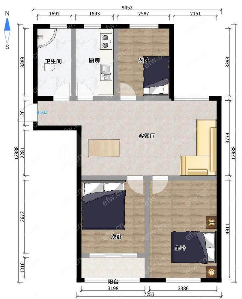 寺头家园二期全装三房