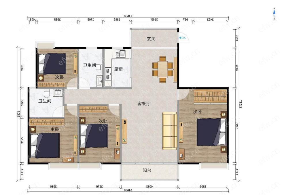 蔚蓝观邸精装大四房