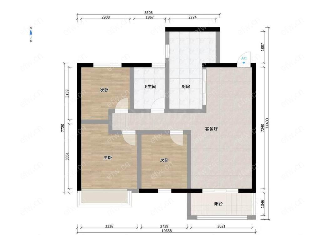 婚装全明户型房，格局工整合理，采光无遮挡