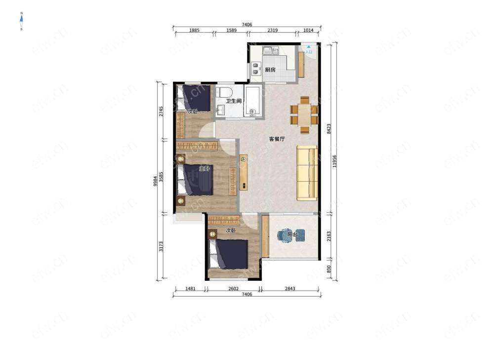 东鼎家园 3室1厅