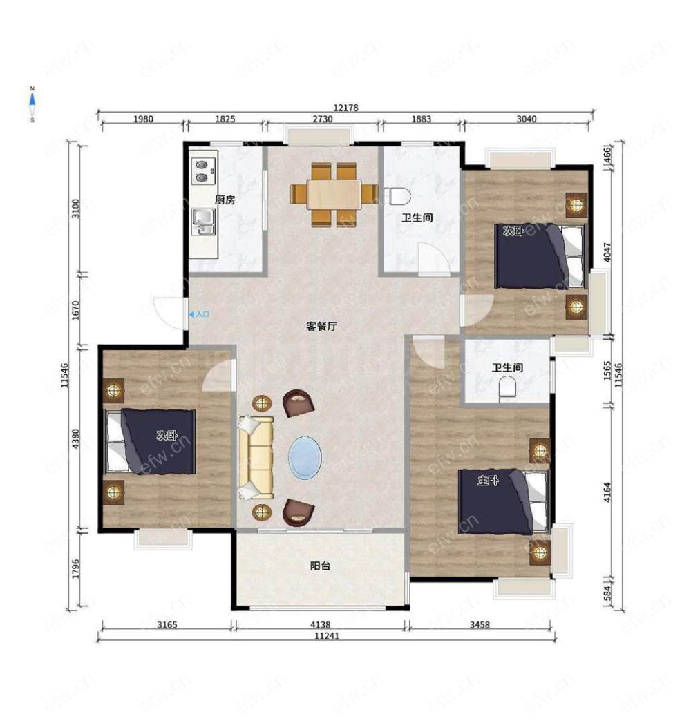 蔚蓝都市花园一期 4室2厅