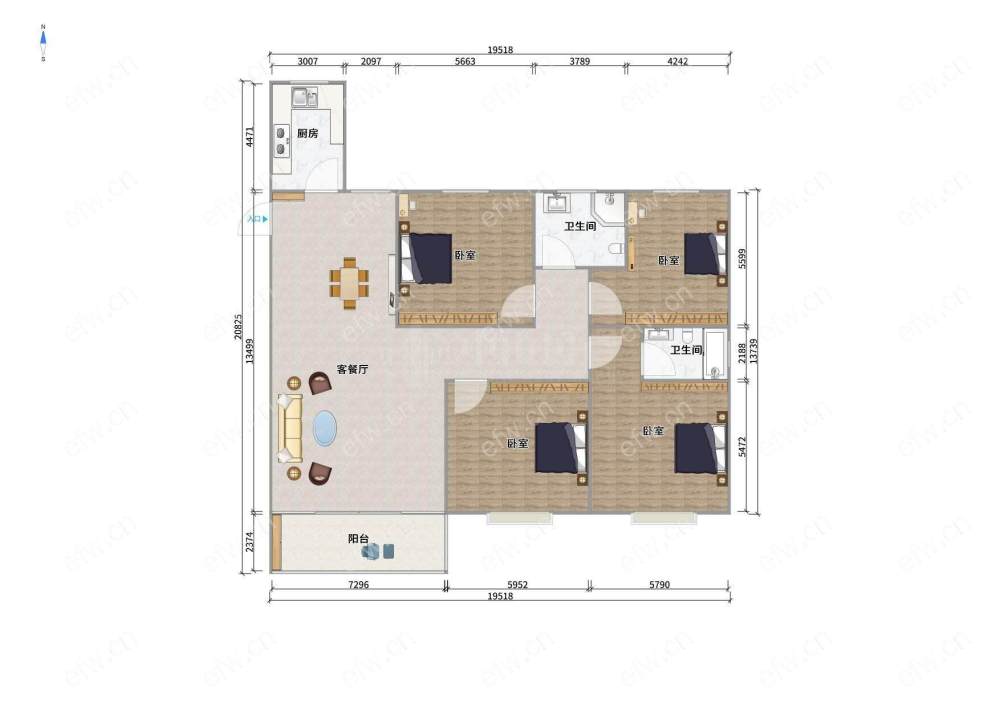 恒大悦珑湾精装四房