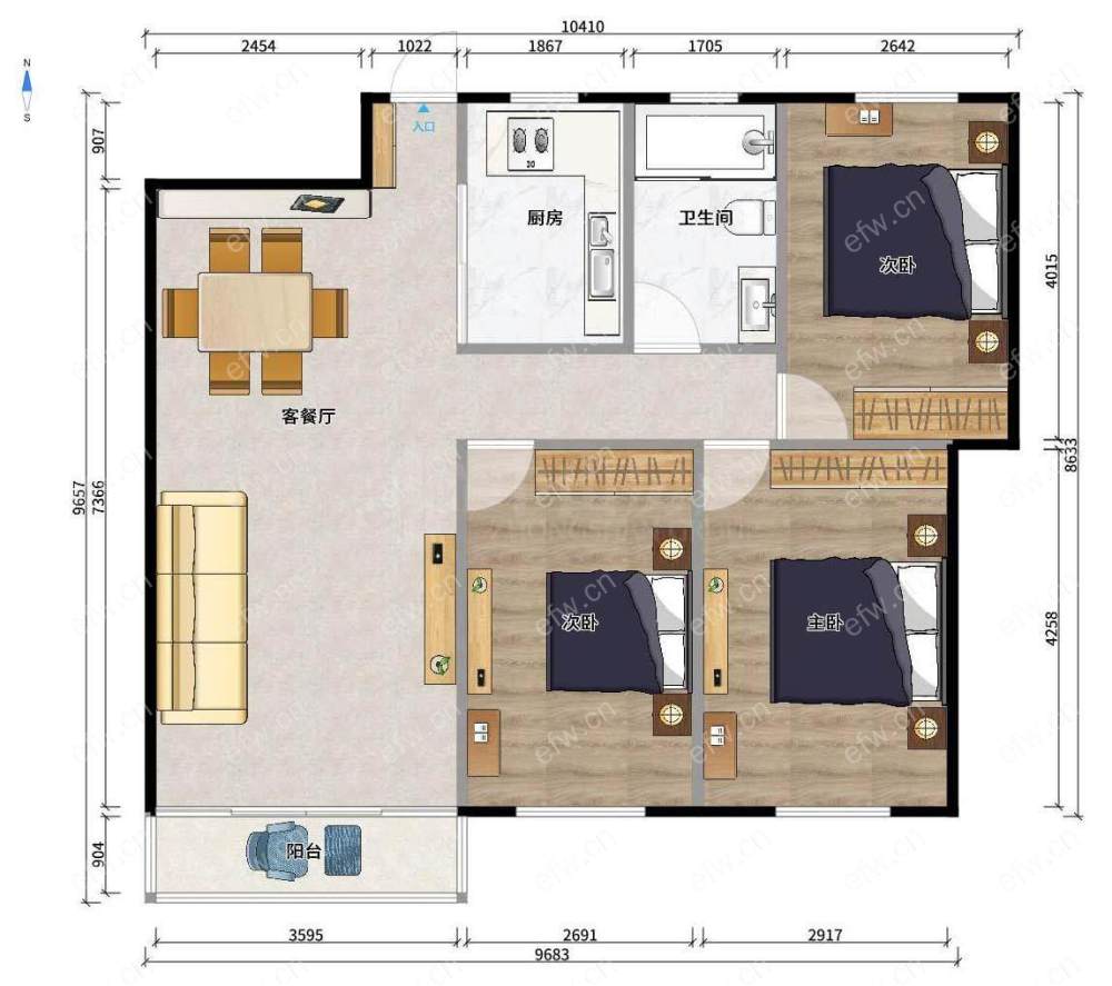 绿地世纪城（一二期） 3室2厅