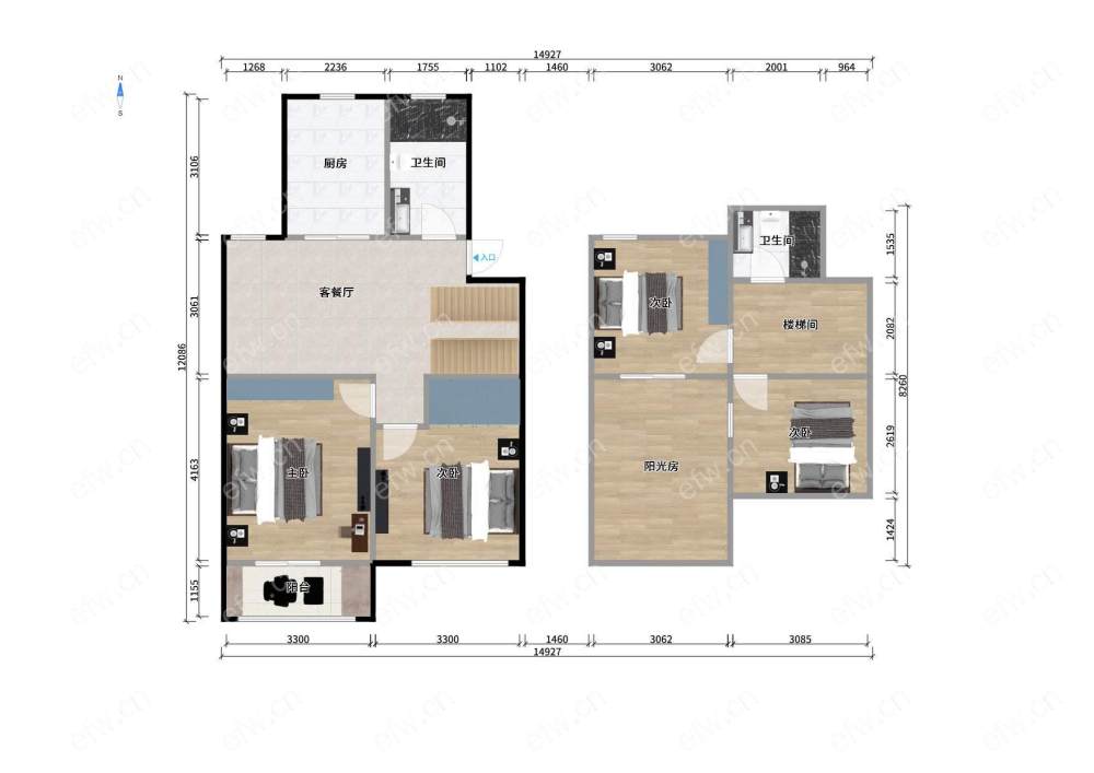 顶带阁楼楼上楼下精装修