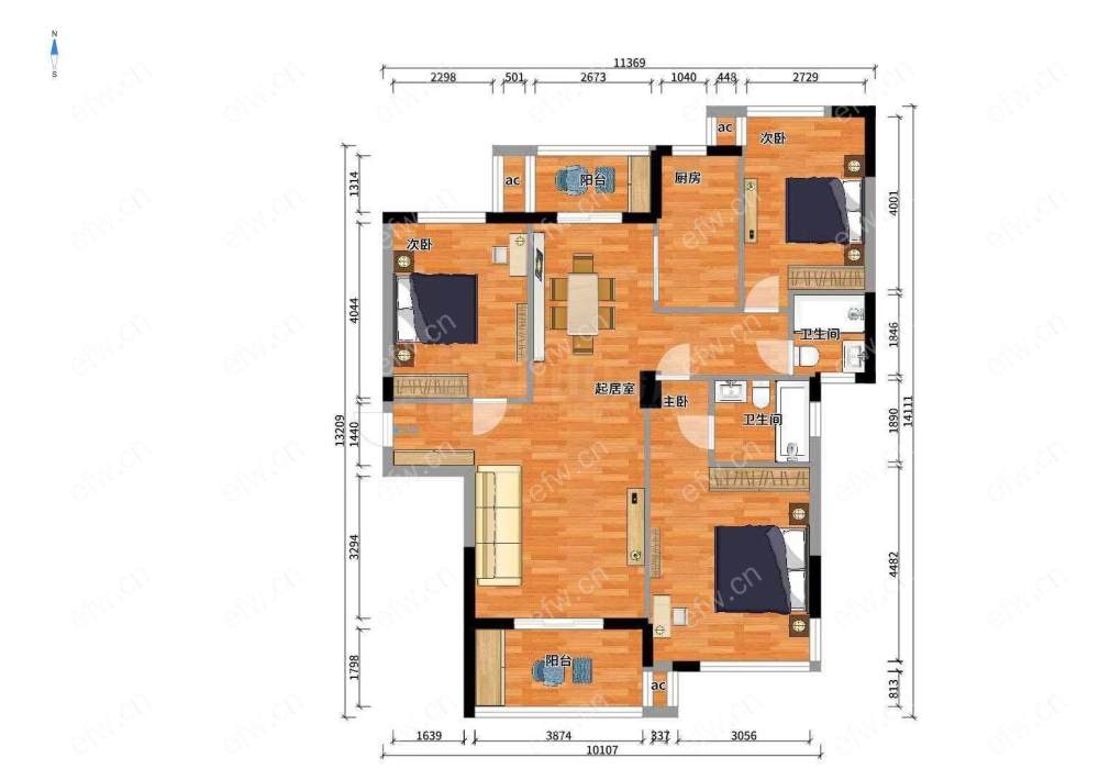 明发际新城(水岸雅苑) 3室2厅