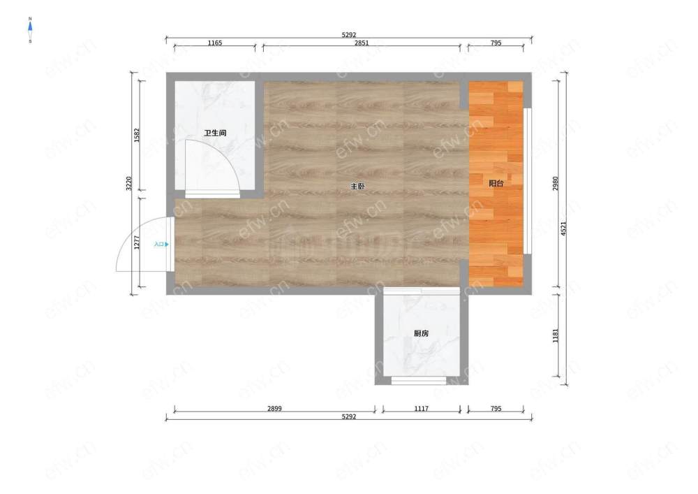 五洲香缤公寓 1室1厅