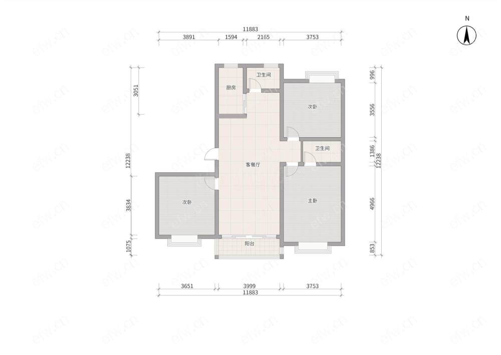 华夏豪门（君怡花苑） 经典3房 东边户 全明 精装修！