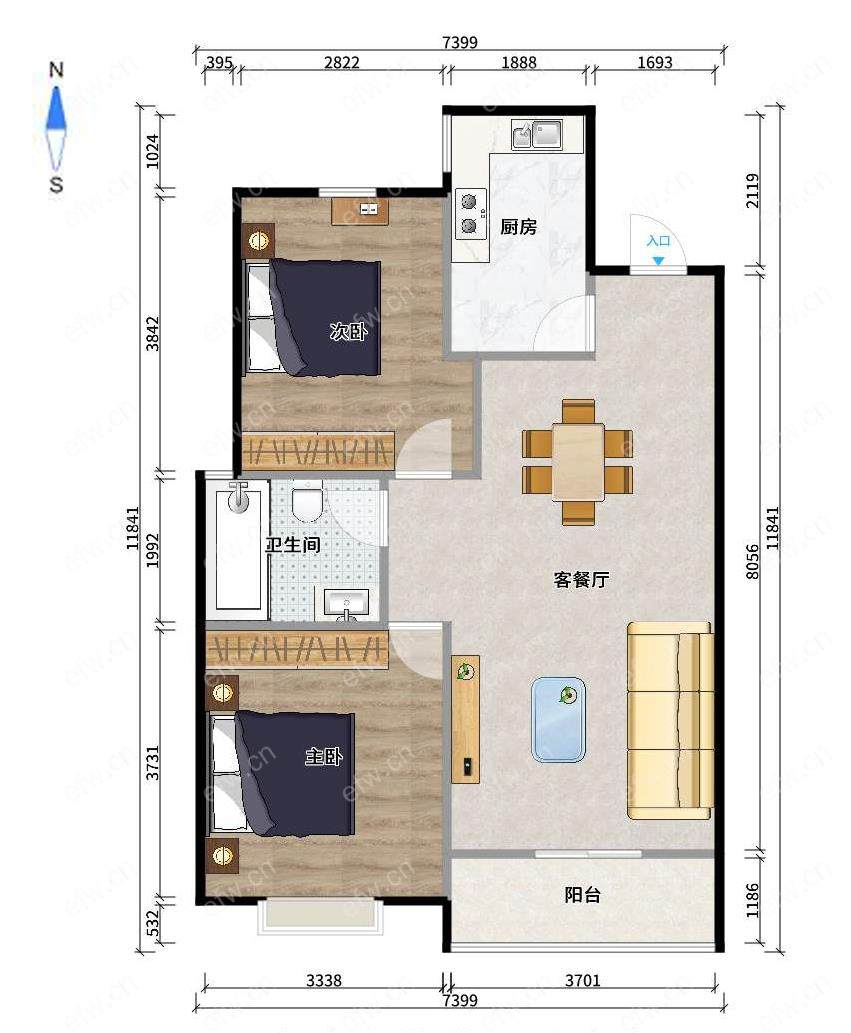 溪湾雅苑二期(北区) 2室2厅 82.86平