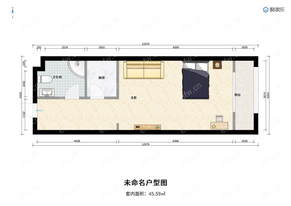 婚装全明东边户1房,太湖悦溪公寓(万达文化旅游城) 格局工整合理