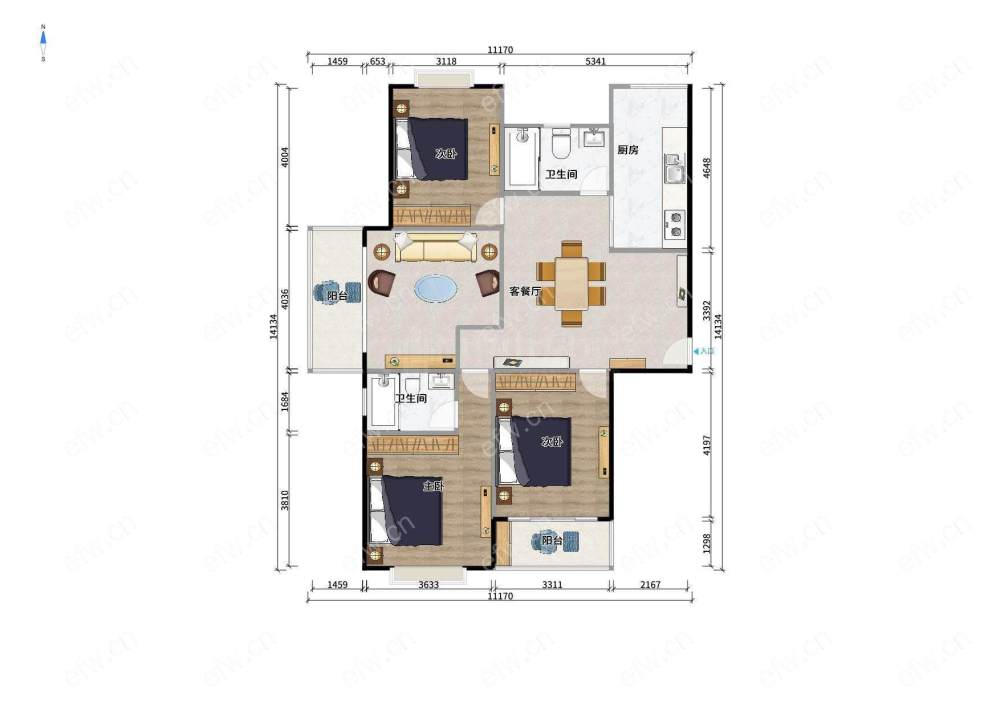华夏豪门（君怡花苑） 3室2厅