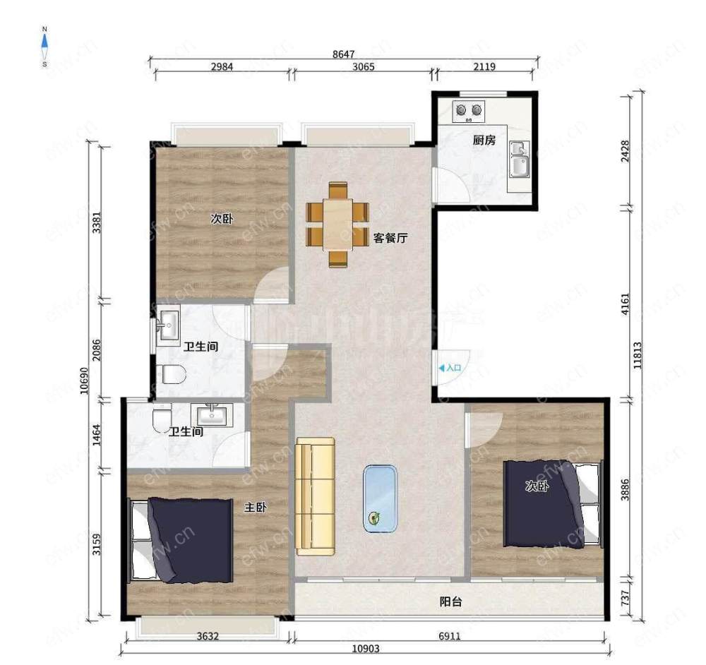 融创玉兰公馆（惠港玉兰苑）三区 3房 全明户型 另送家电