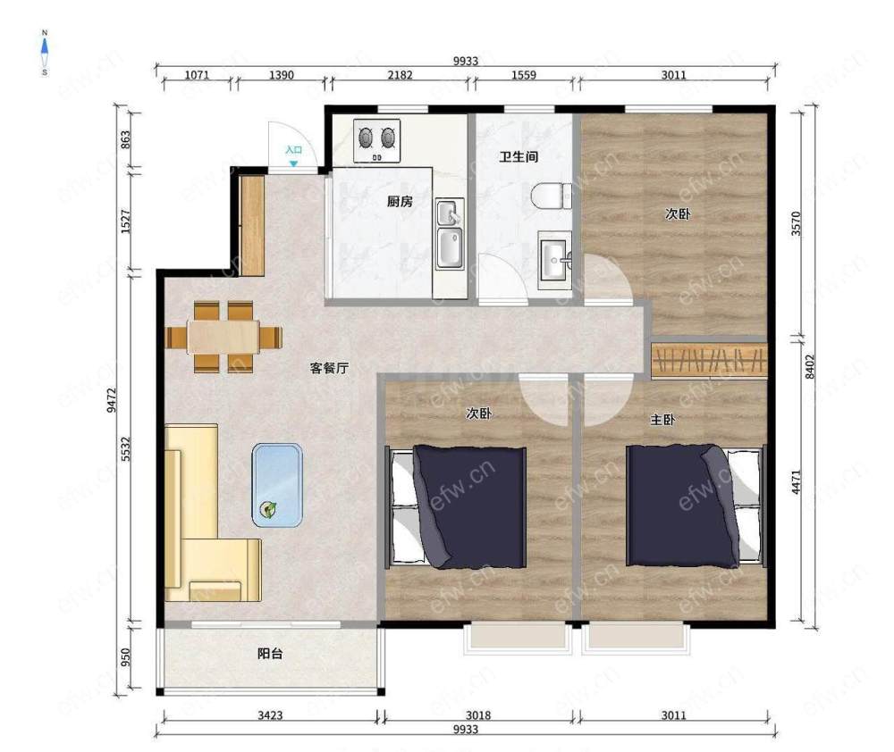 融创玉兰公馆(惠港玉兰苑)三区 3室2厅