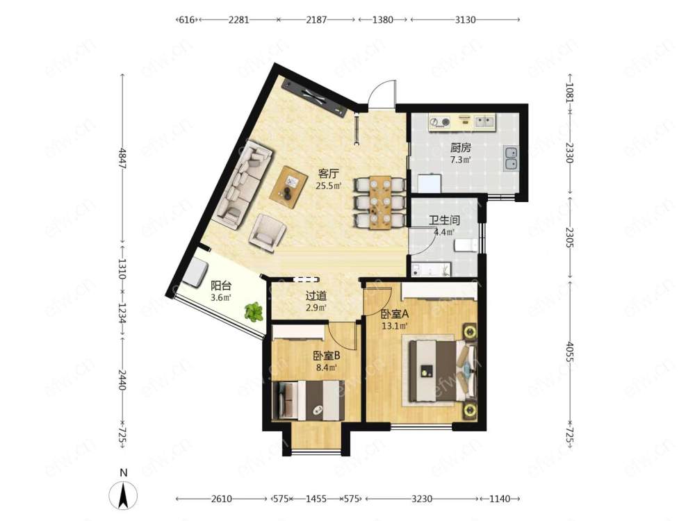 城西花园靠近白金汉爵的二房